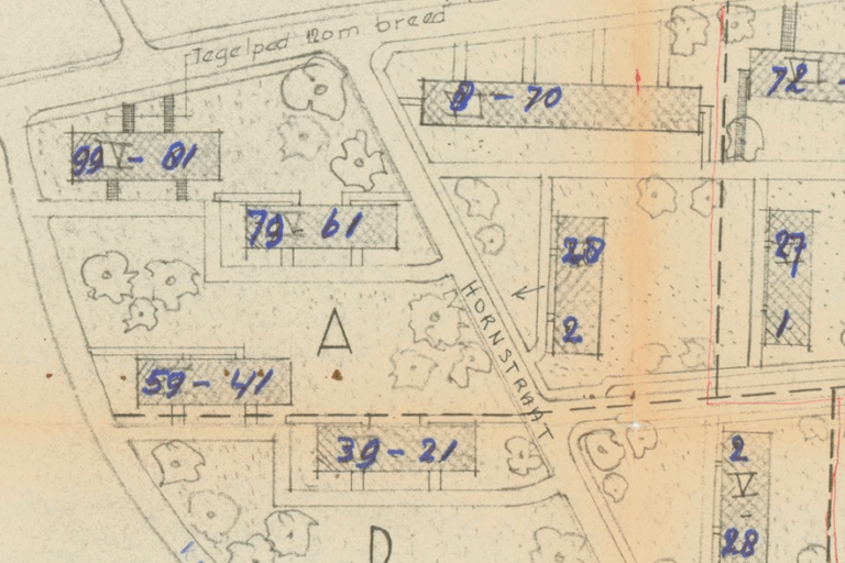 Bouwtekening flats Hornstraat